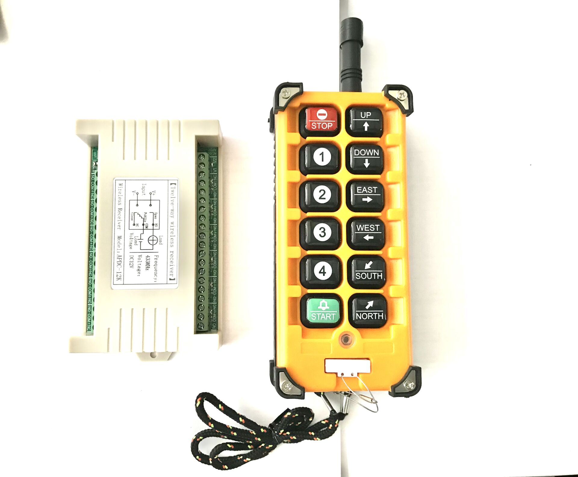 12 KANAL VİNÇ KUMANDASI ( SET ) ALICI VERİC IP65 , 433,92MHZ , 12 TUŞLU VİNÇ KUMANDASI , CRANE REMOTE CONTROL