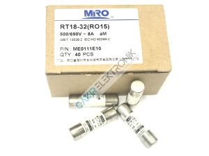 RT18-32 10X38 T8A MIRO FUSE , MİRO SİGORTA 10x38 RO15 500V 8A aM , KARTUŞ SİGORTA , GECİKMELİ SİGORTA