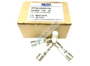 RT18-32 10X38 T16A MIRO FUSE , MİRO SİGORTA 10x38 RO15 500V 16A aM , KARTUŞ SİGORTA , GECİKMELİ SİGORTA