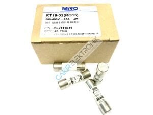 RT18-32 10X38 T25A MIRO FUSE , MİRO SİGORTA 10x38 RO15 500V 25A aM , KARTUŞ SİGORTA ,  GECİKMELİ SİGORTA