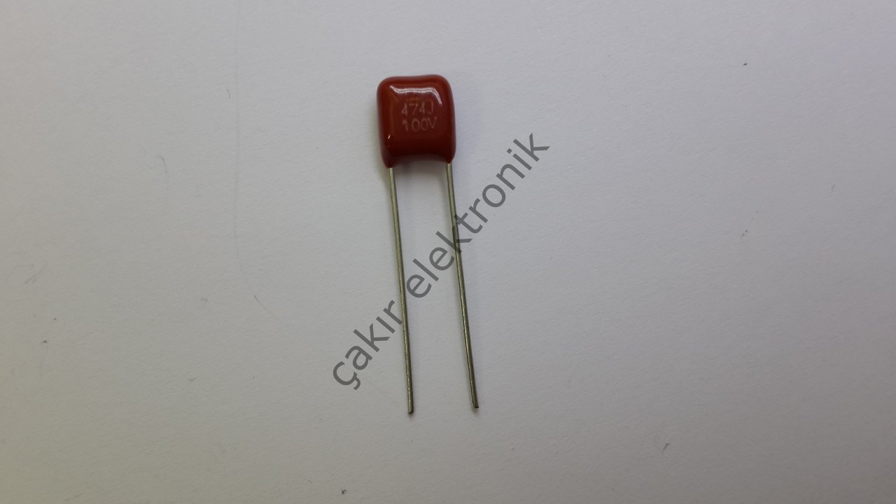 0,47MF 470NF 100V CBB 470nf 100v 474J100V 4X7MM H:8.8MM ,47K100 KONDANSATÖR AYAK ARALIĞI 5MM 10 ADETTİR